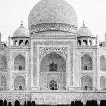 Greyscale vertical closeup shot of Taj Mahal building in Agra India delhi-agra-jaipur-golden-triangle-tour-operator-from-eorde-